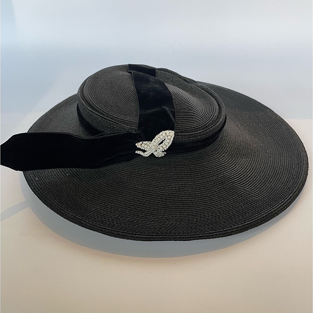 Vintage 50s Wide Brim Tilt Witch Hat
